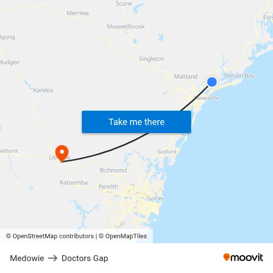 Medowie to Doctors Gap map