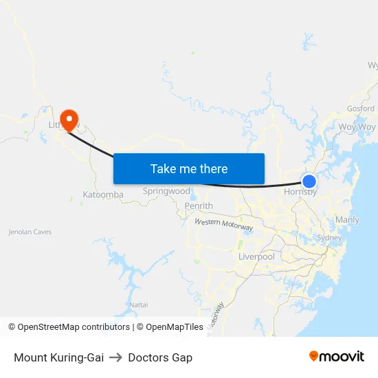 Mount Kuring-Gai to Doctors Gap map