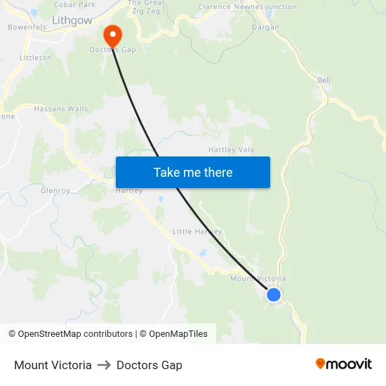 Mount Victoria to Doctors Gap map