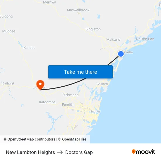 New Lambton Heights to Doctors Gap map