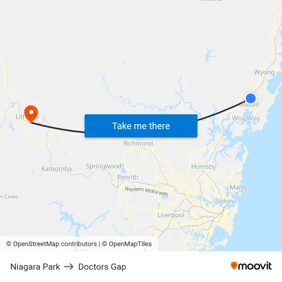 Niagara Park to Doctors Gap map