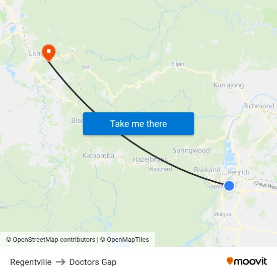 Regentville to Doctors Gap map