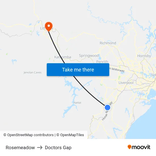 Rosemeadow to Doctors Gap map