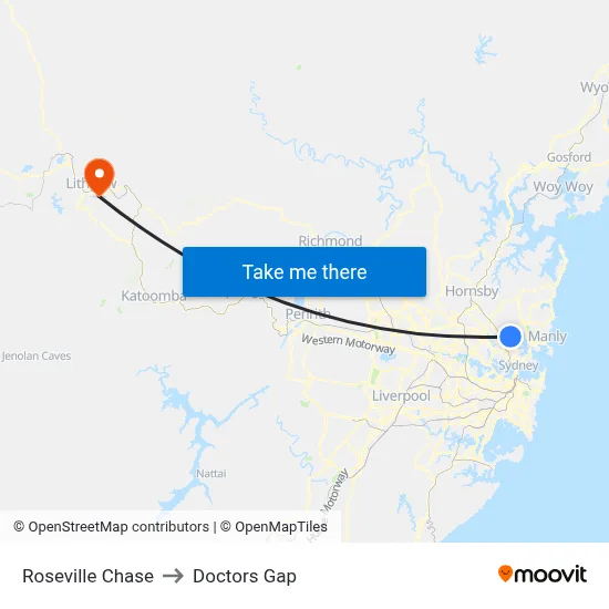 Roseville Chase to Doctors Gap map