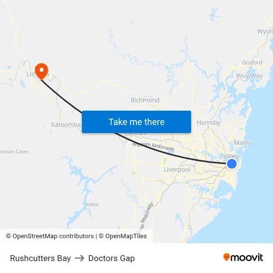 Rushcutters Bay to Doctors Gap map