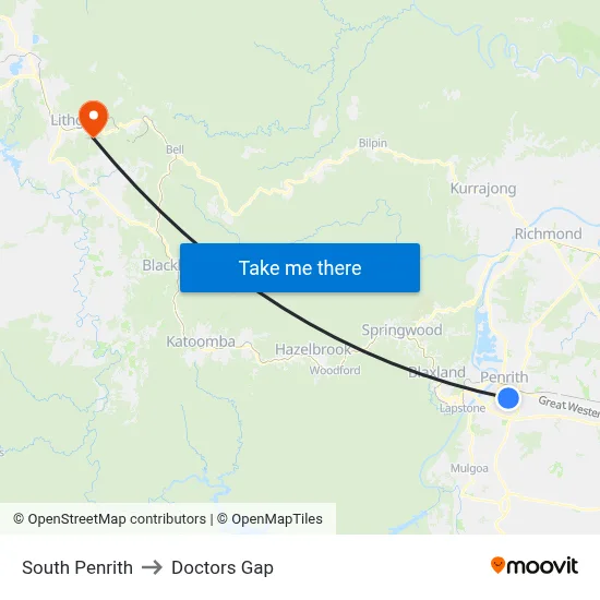 South Penrith to Doctors Gap map