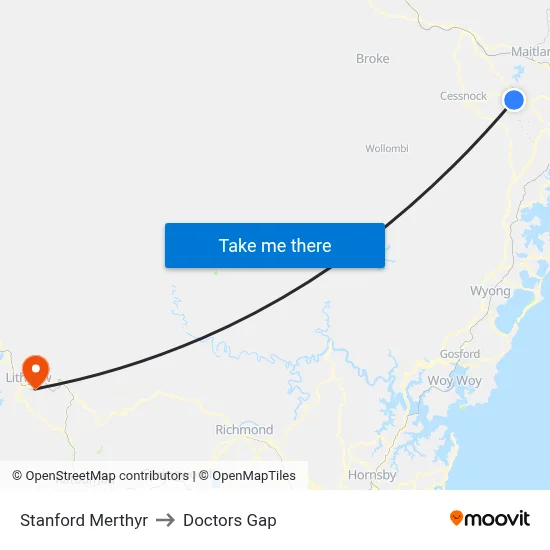 Stanford Merthyr to Doctors Gap map