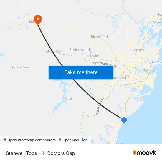 Stanwell Tops to Doctors Gap map