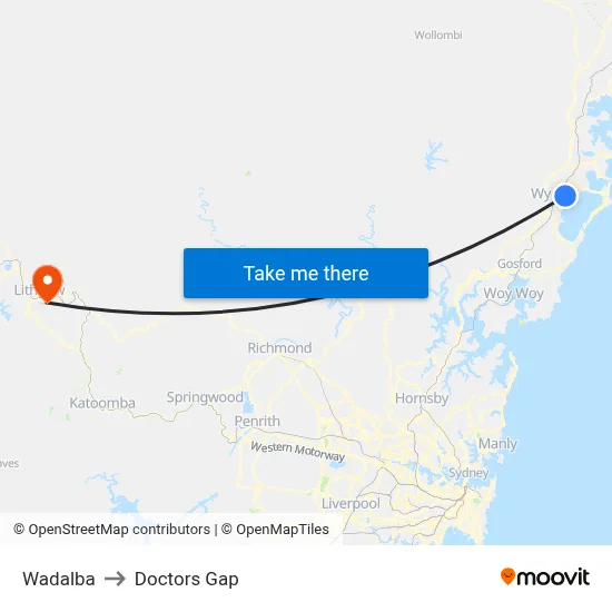 Wadalba to Doctors Gap map