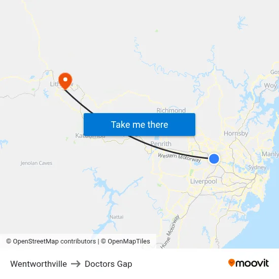 Wentworthville to Doctors Gap map