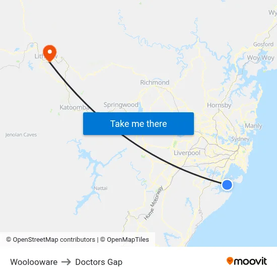 Woolooware to Doctors Gap map