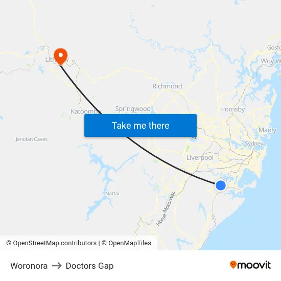 Woronora to Doctors Gap map