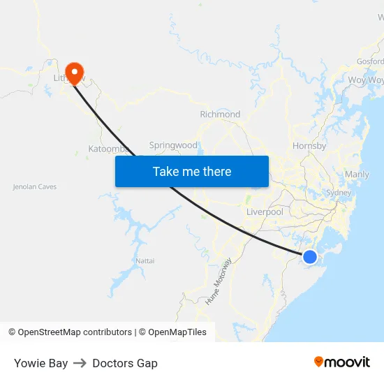 Yowie Bay to Doctors Gap map