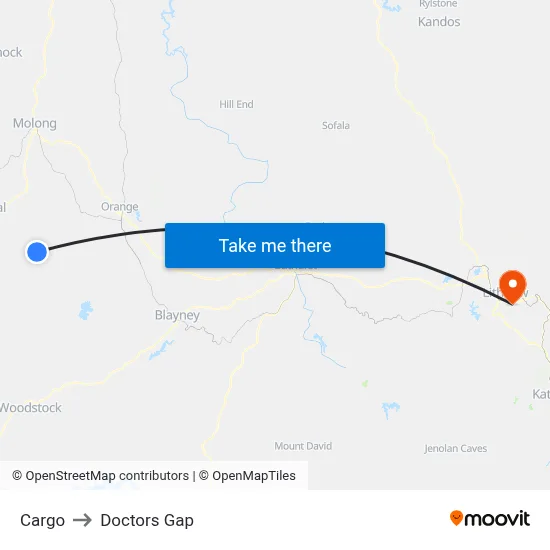 Cargo to Doctors Gap map