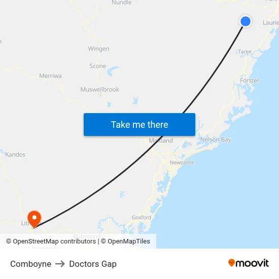 Comboyne to Doctors Gap map