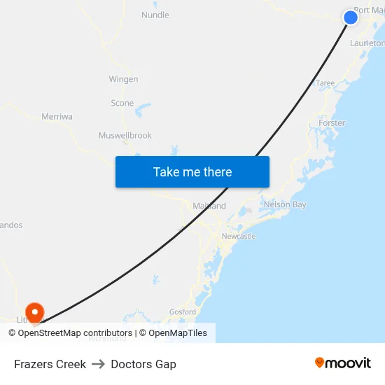 Frazers Creek to Doctors Gap map