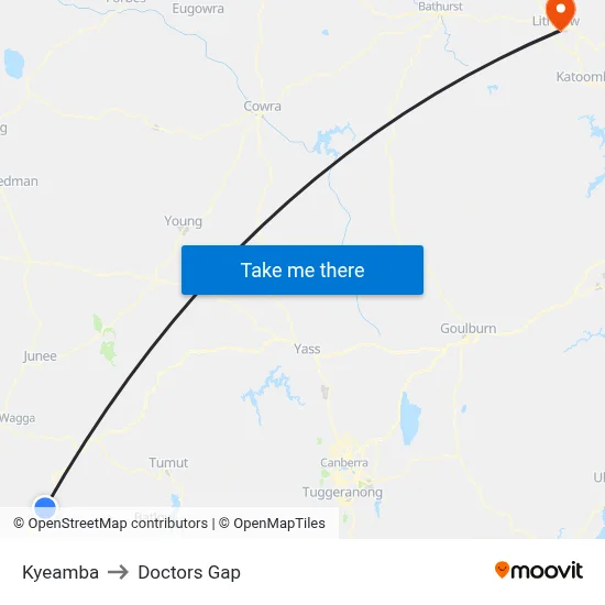 Kyeamba to Doctors Gap map