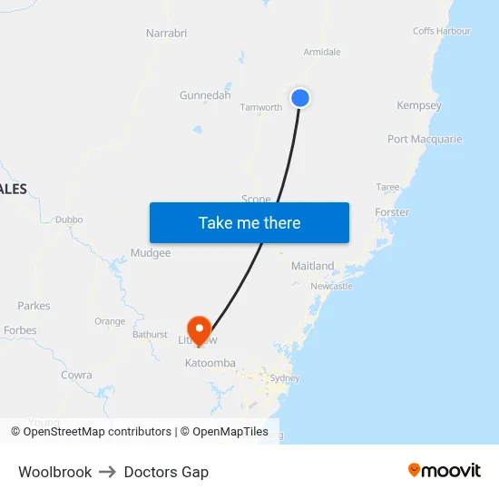 Woolbrook to Doctors Gap map