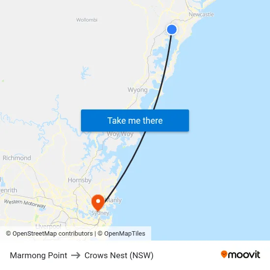 Marmong Point to Crows Nest (NSW) map