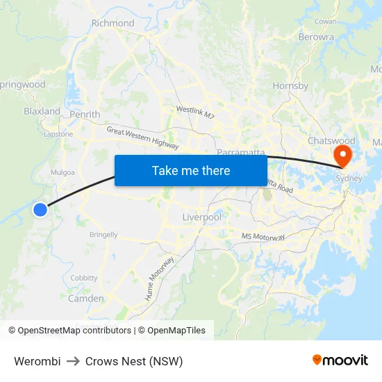 Werombi to Crows Nest (NSW) map
