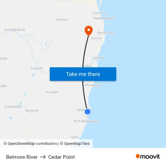 Belmore River to Cedar Point map