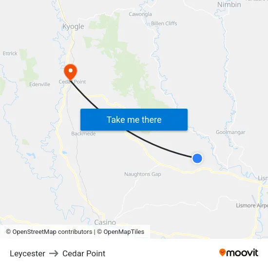Leycester to Cedar Point map