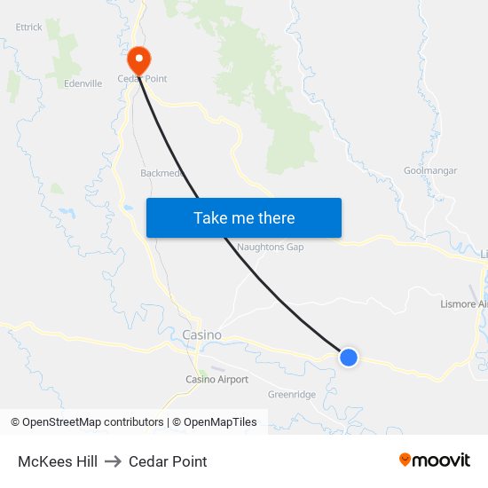 McKees Hill to Cedar Point map