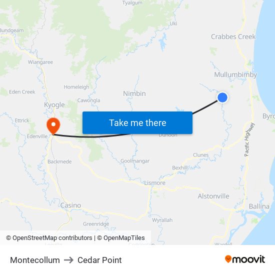 Montecollum to Cedar Point map