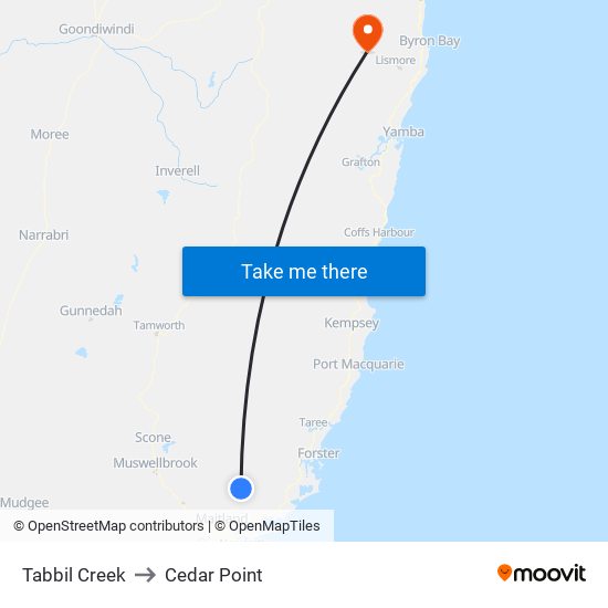 Tabbil Creek to Cedar Point map