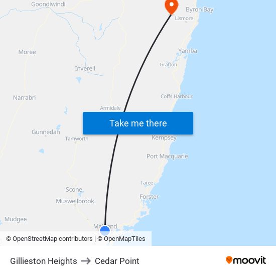 Gillieston Heights to Cedar Point map