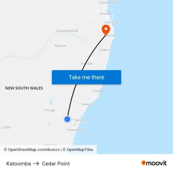 Katoomba to Cedar Point map