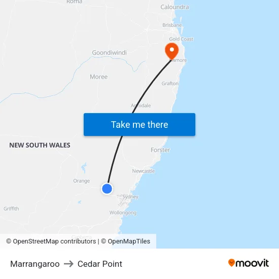 Marrangaroo to Cedar Point map