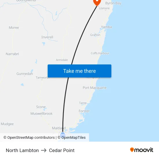 North Lambton to Cedar Point map