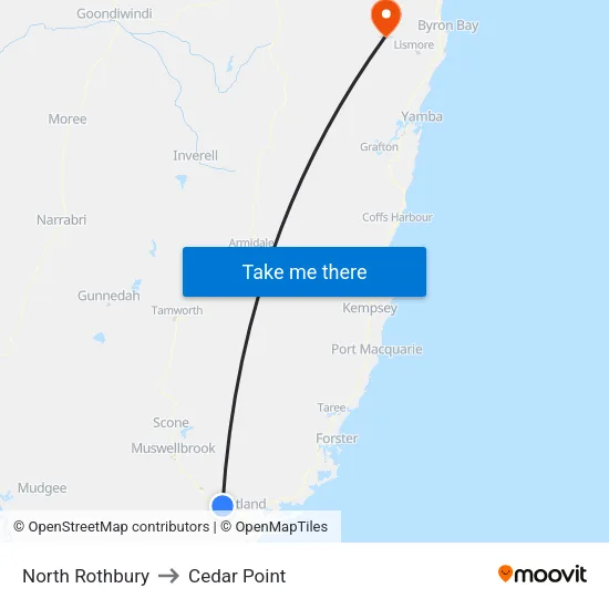 North Rothbury to Cedar Point map
