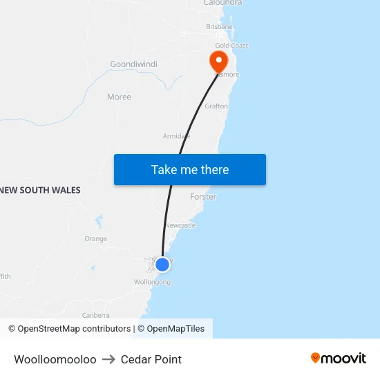 Woolloomooloo to Cedar Point map