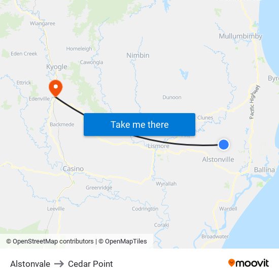 Alstonvale to Cedar Point map