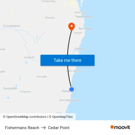 Fishermans Reach to Cedar Point map