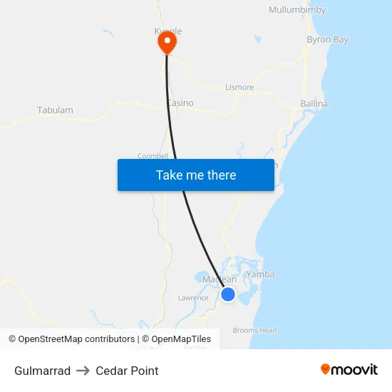 Gulmarrad to Cedar Point map