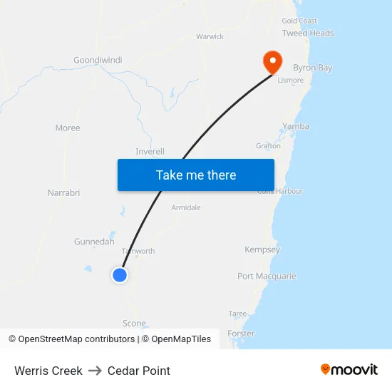 Werris Creek to Cedar Point map