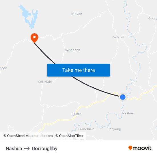 Nashua to Dorroughby map