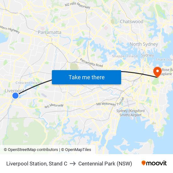 Liverpool Station, Stand C to Centennial Park (NSW) map