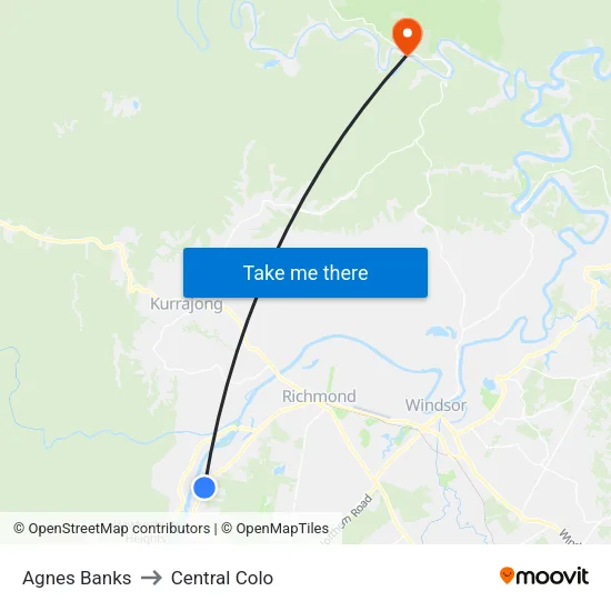 Agnes Banks to Central Colo map