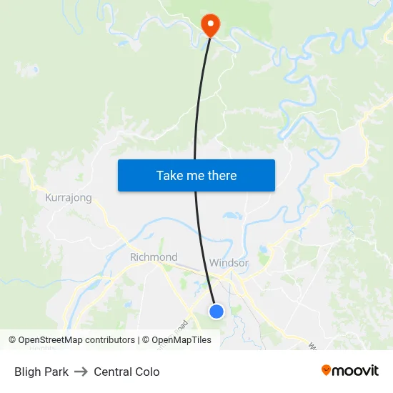 Bligh Park to Central Colo map