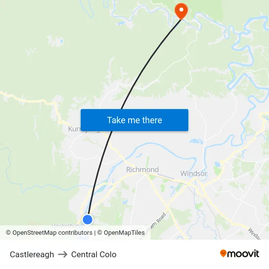 Castlereagh to Central Colo map