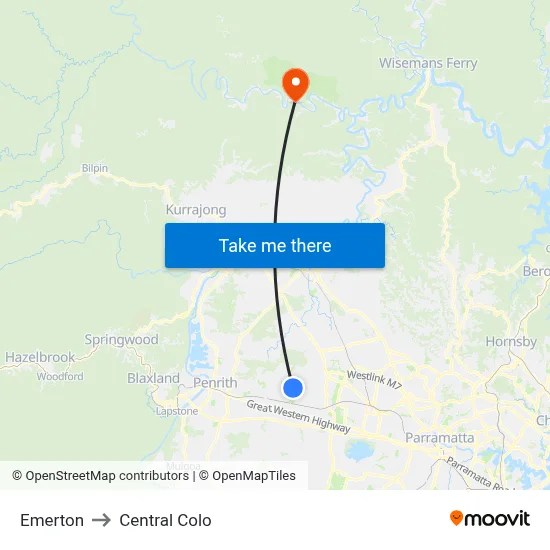 Emerton to Central Colo map
