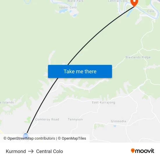 Kurmond to Central Colo map