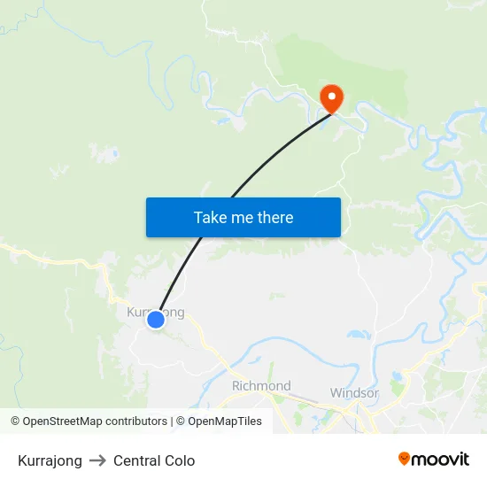Kurrajong to Central Colo map