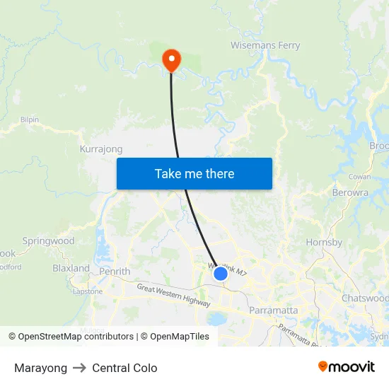 Marayong to Central Colo map