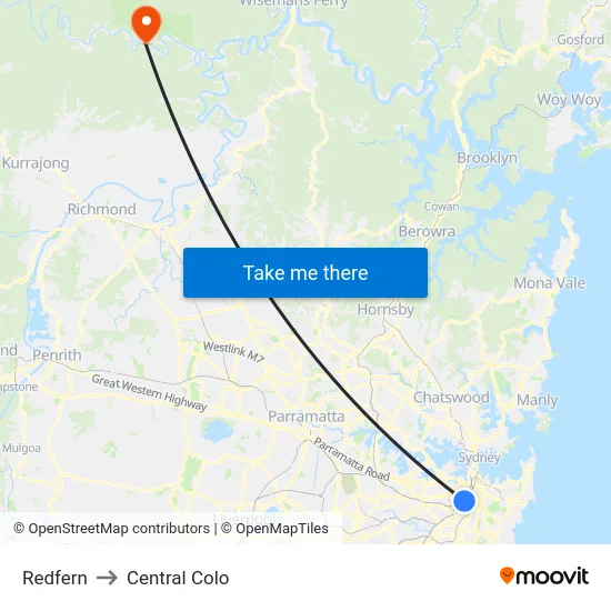 Redfern to Central Colo map