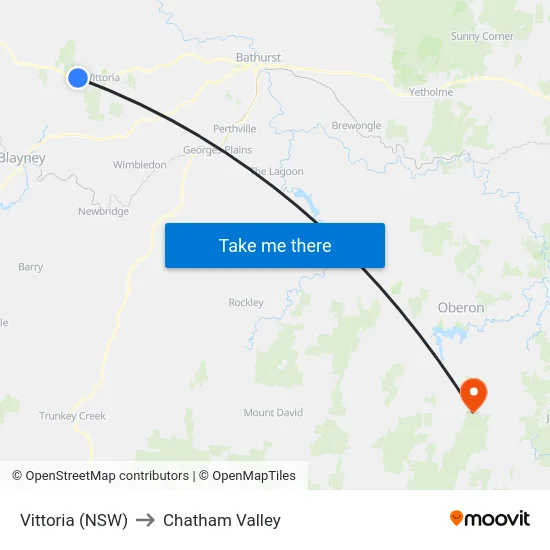 Vittoria (NSW) to Chatham Valley map